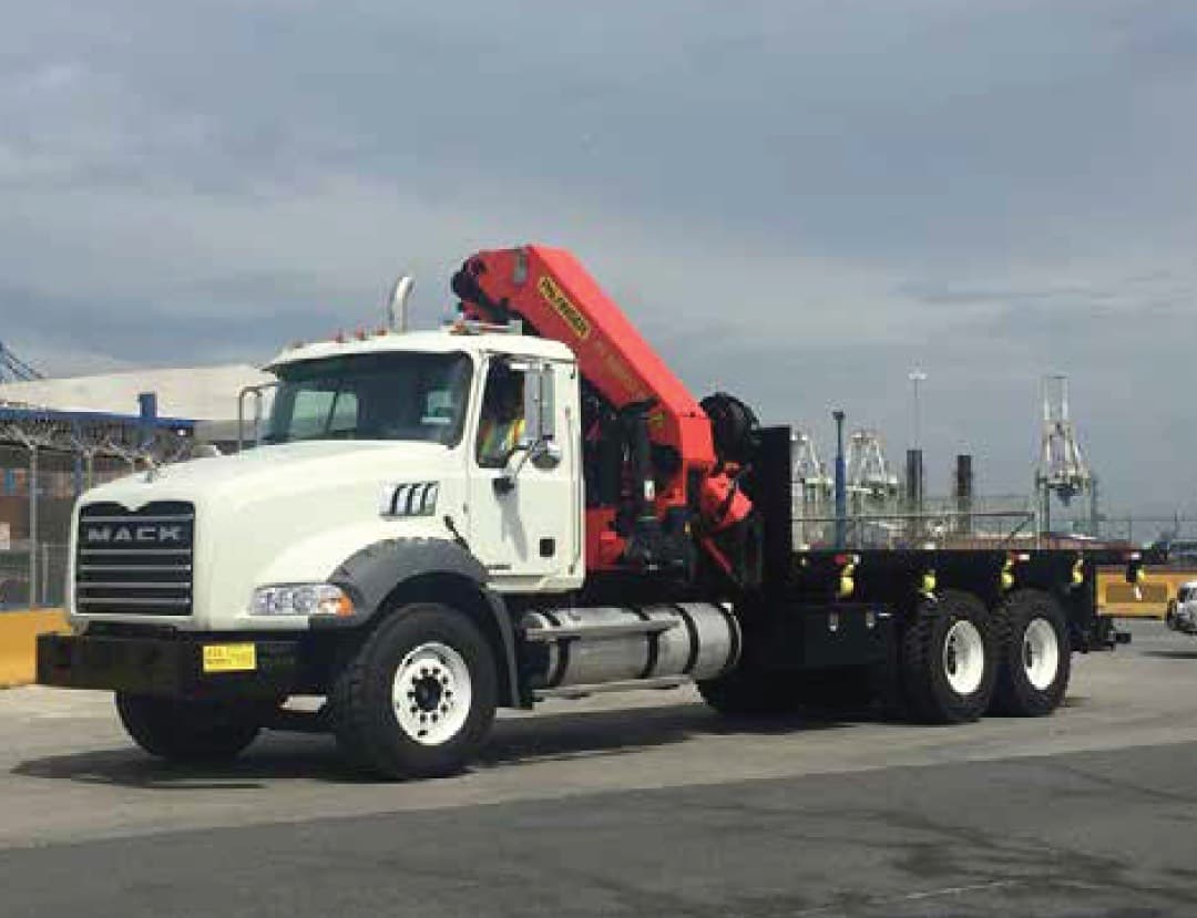 Palfinger PK63002 EH (Mack GR64BX) 20-ton mobile crane for heavy lifting
